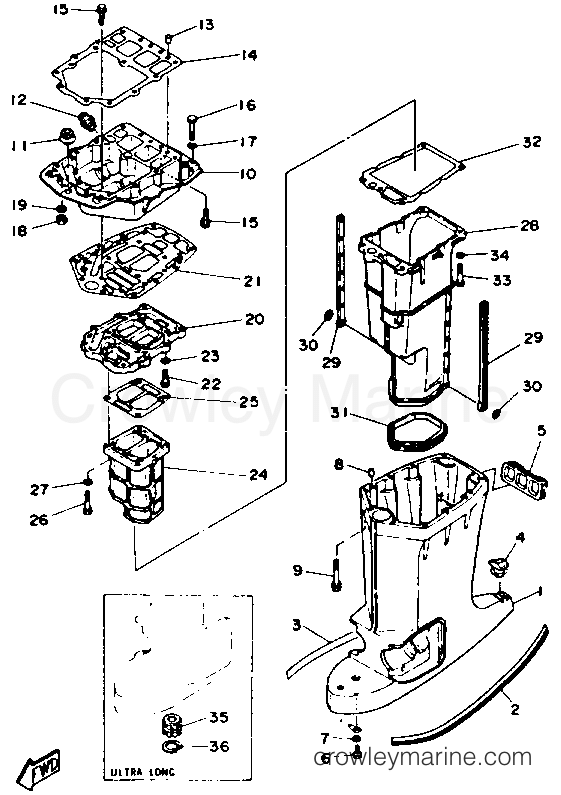 Yamaha Motors 225TLRR - UPPER CASING