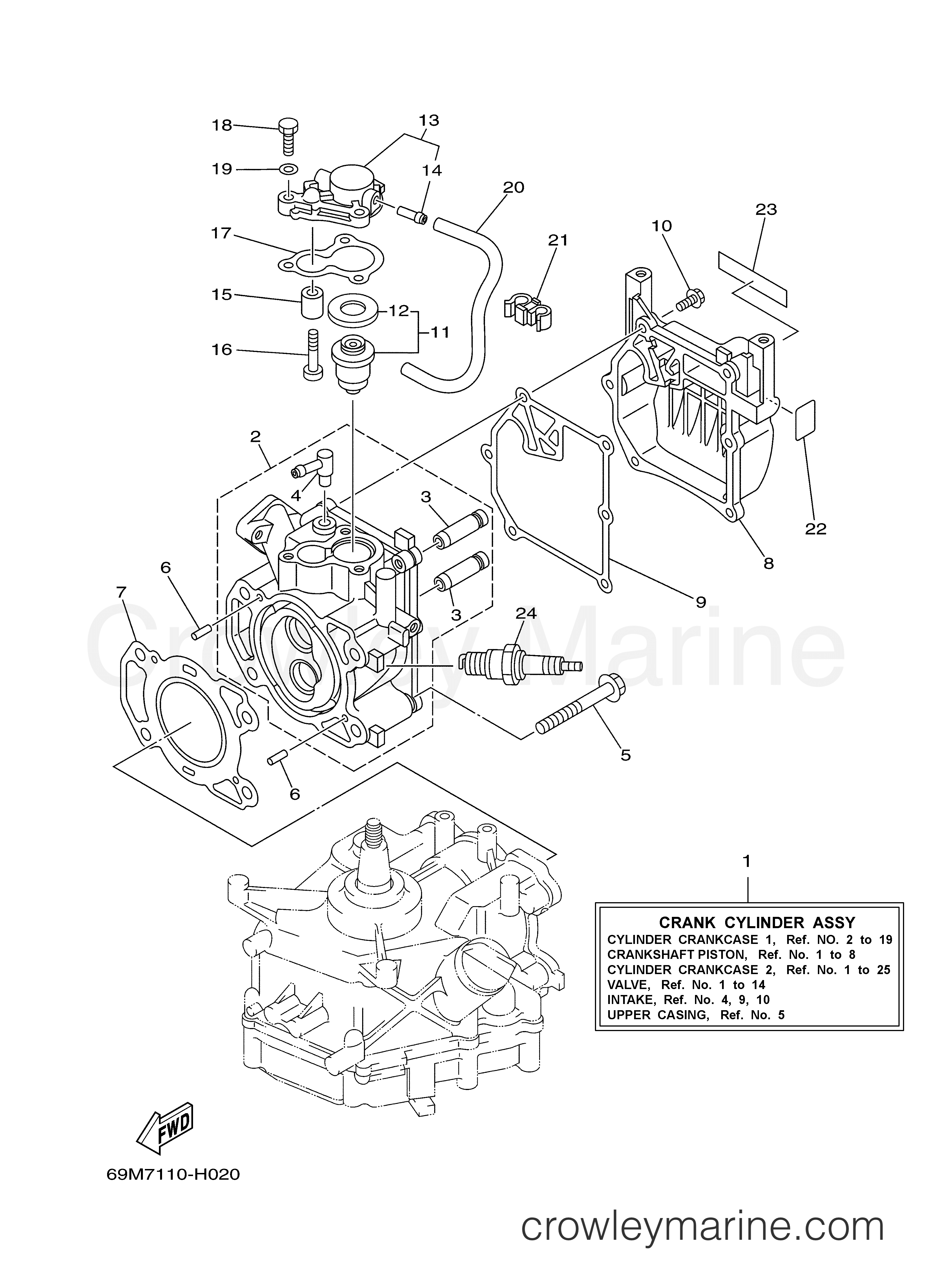 Yamaha Motors F2.5MSH - CYLINDER CRANKCASE 1