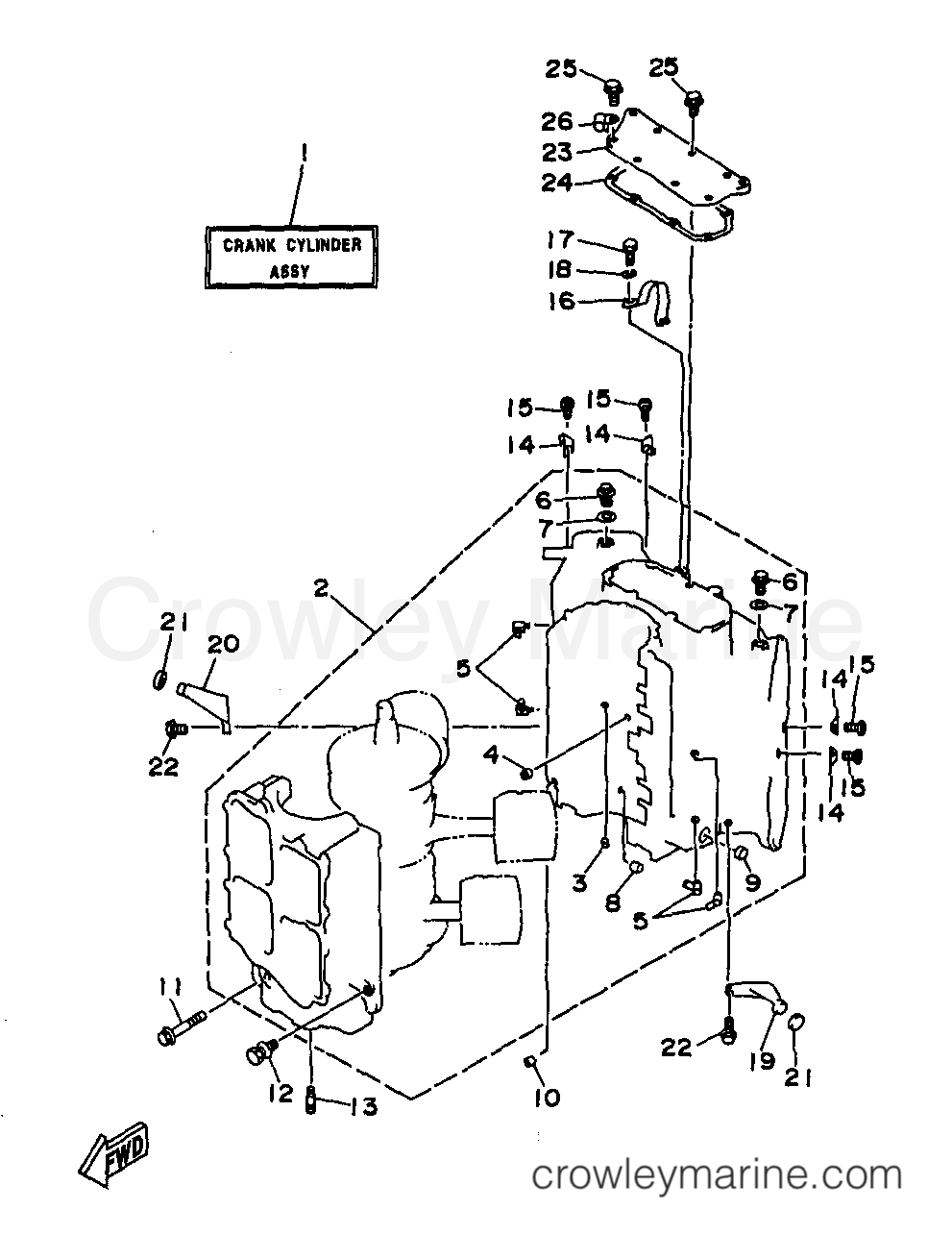 Yamaha Motors L130TXRX - CYLINDER CRANKCASE 1