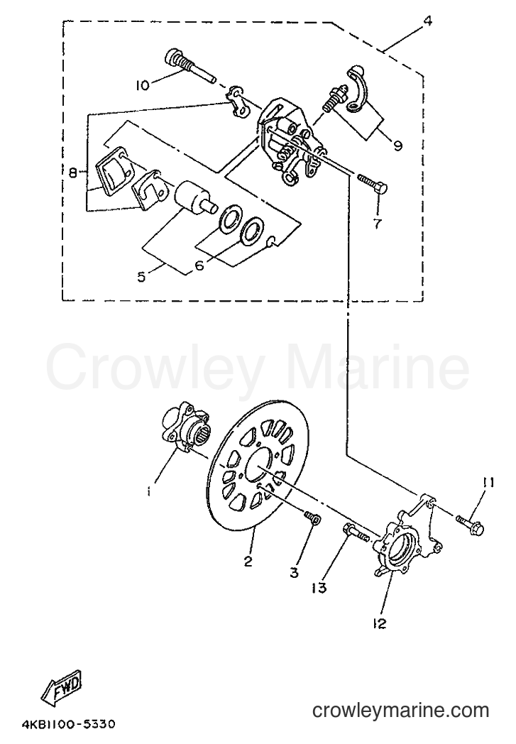1996 ATV YFM350FW-X - YFM350FW-X (4KB3) [999] - REAR BRAKE CALIPER