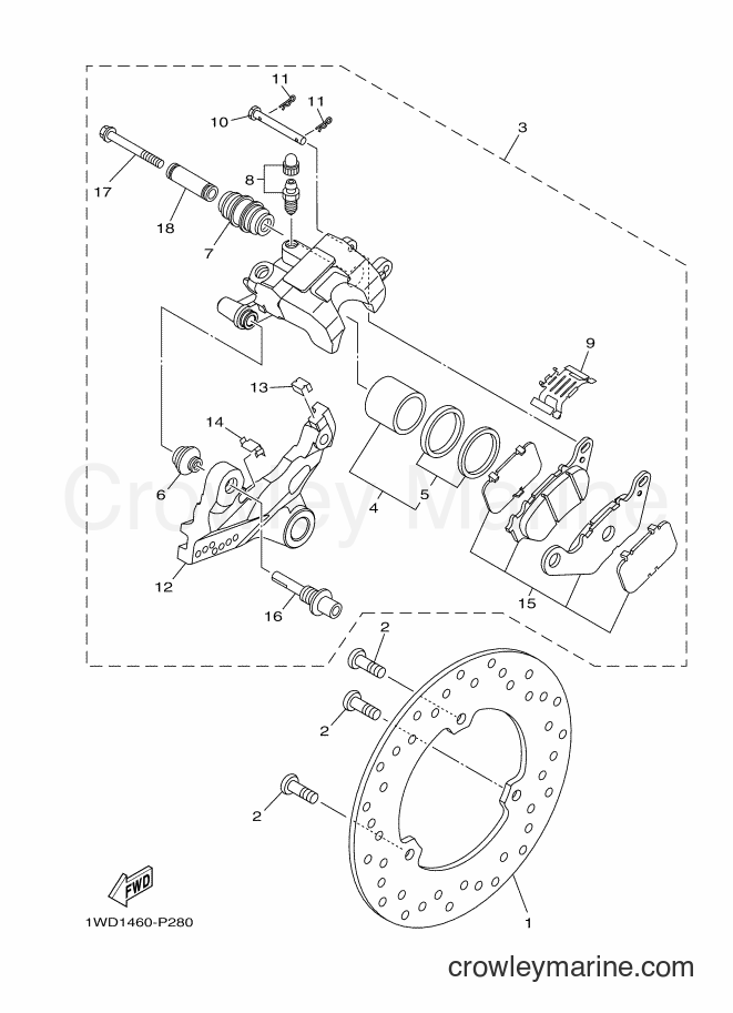 Yamaha Motors MTN250 (B044) [010] - REAR BRAKE CALIPER