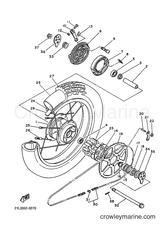 2000 Street Bike SR250 - SR250 (21L3) [010] - REAR WHEEL