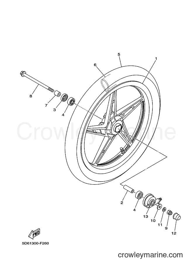 2007 Scooter T135FI - T135FI (5D61) [010] - FRONT WHEEL FOR CAST WHEEL