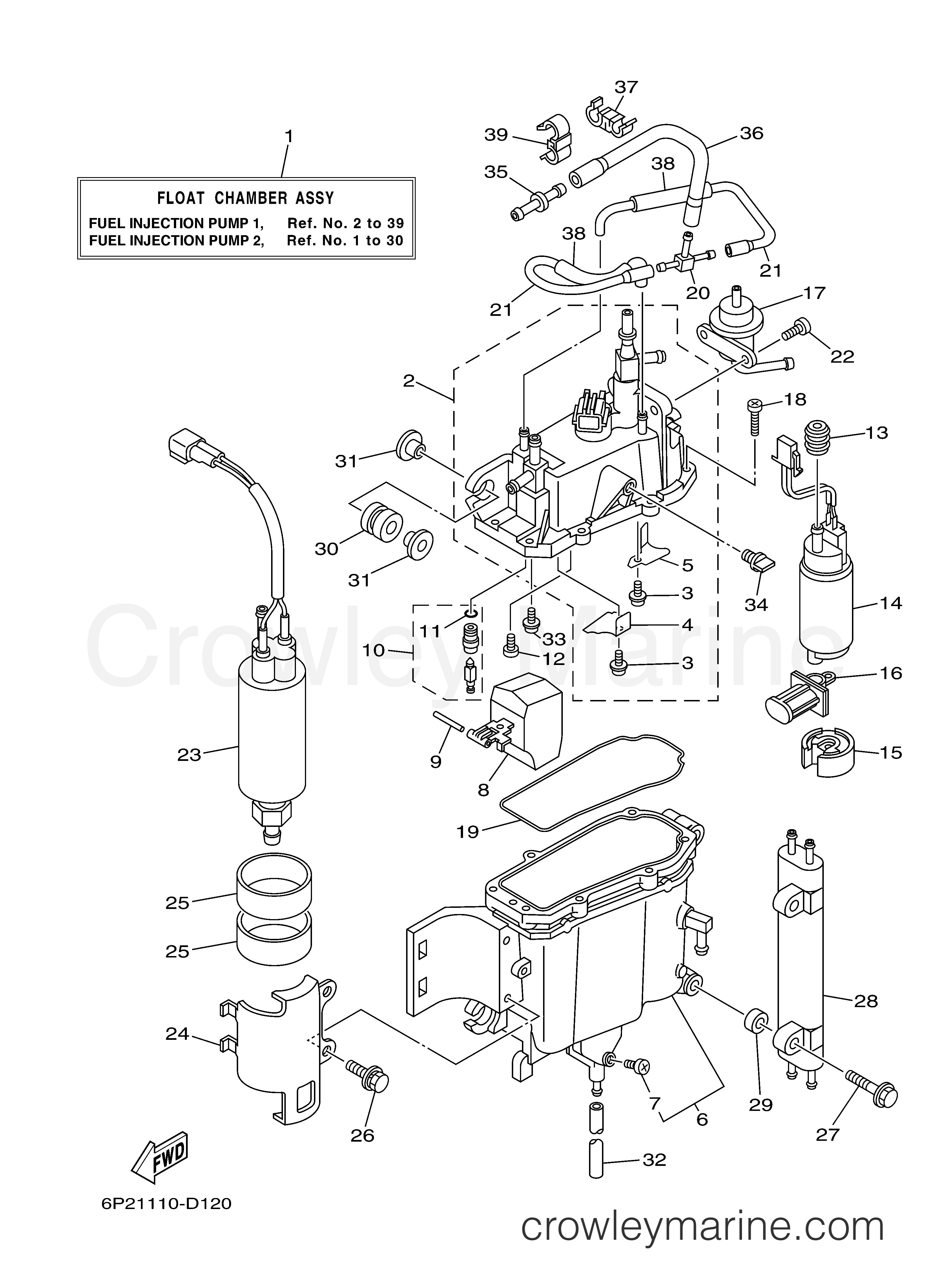 FUEL INJECTION PUMP 1 2005 Yamaha Outboard 250hp F250TXRD Crowley