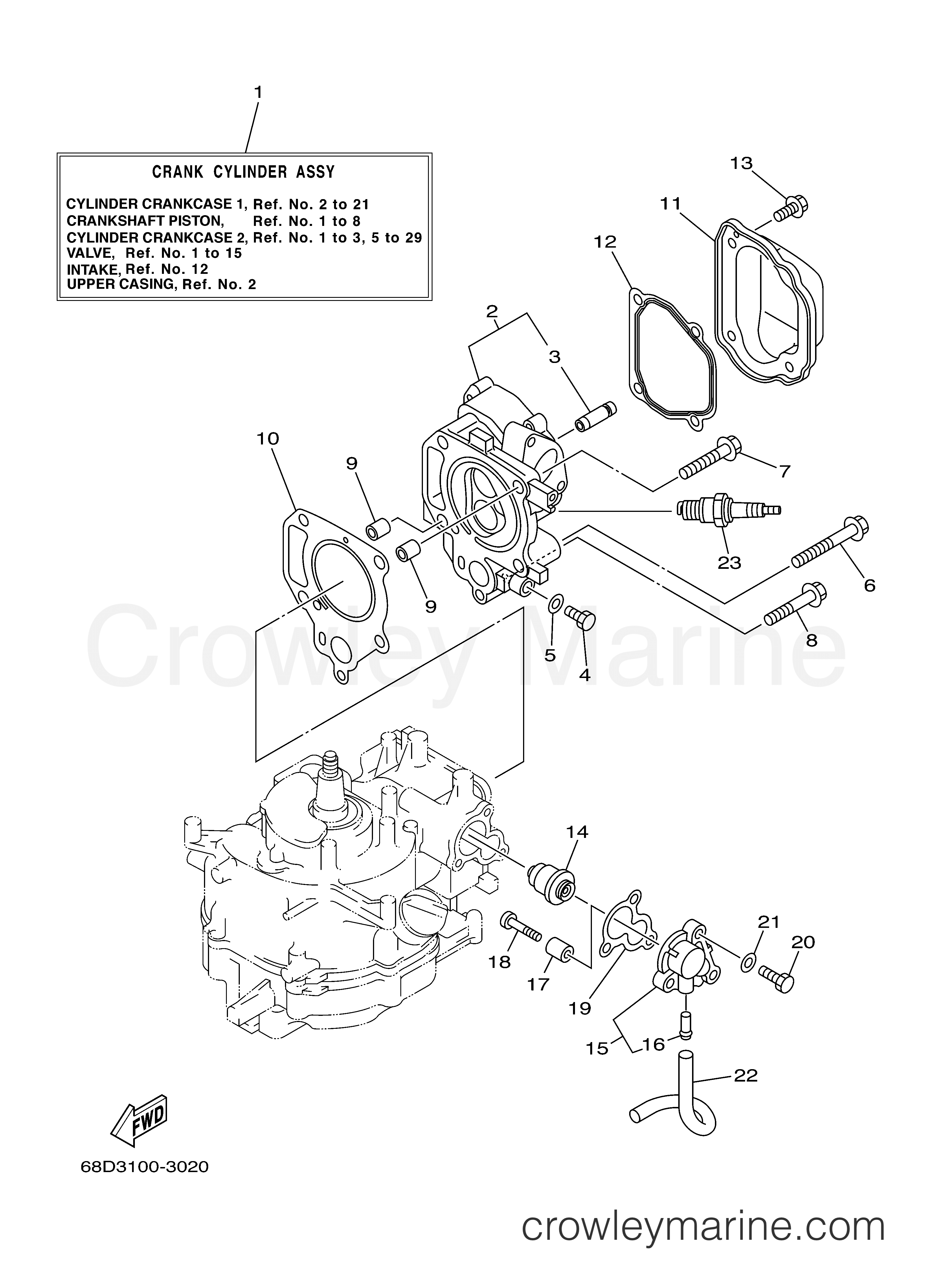Yamaha Motors F4MLHC - CYLINDER CRANKCASE 1