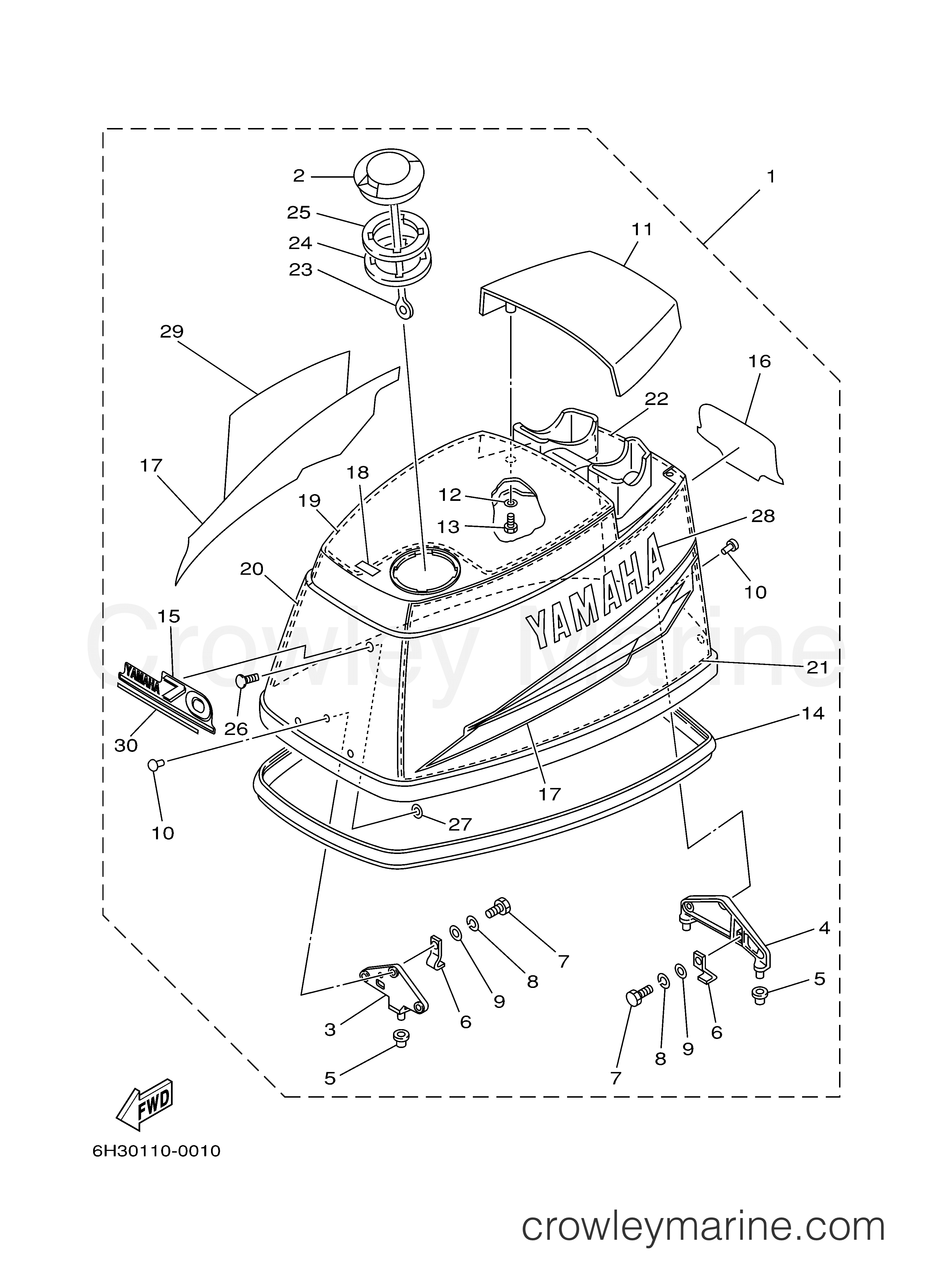 Yamaha Motors 70TLRY - TOP COWLING