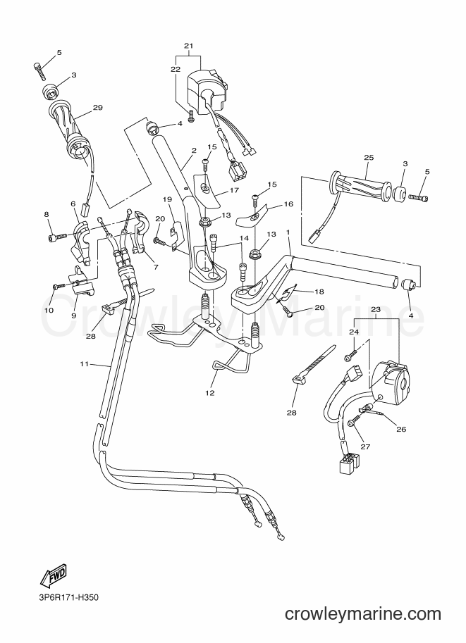 2010 Sport Bike FJR1300A - FJR1300A (1CY4) [010] - STEERING HANDLE & CABLE