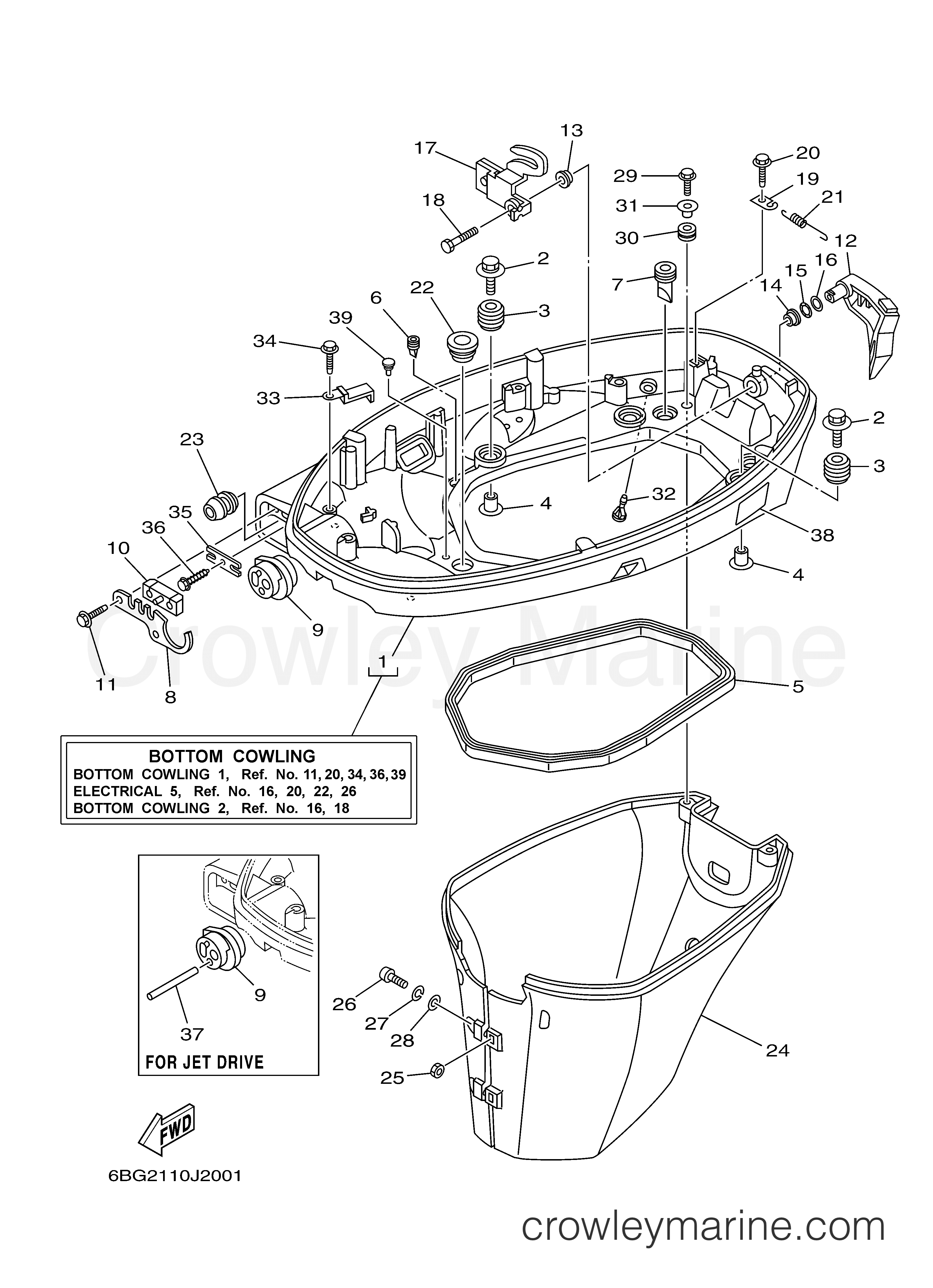 Yamaha Motors F40LA - BOTTOM COWLING 1