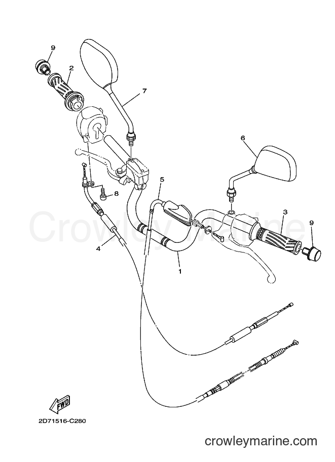 2004 Street Bike YBR125 - YBR125 (2D71) [010] - STEERING HANDLE & CABLE