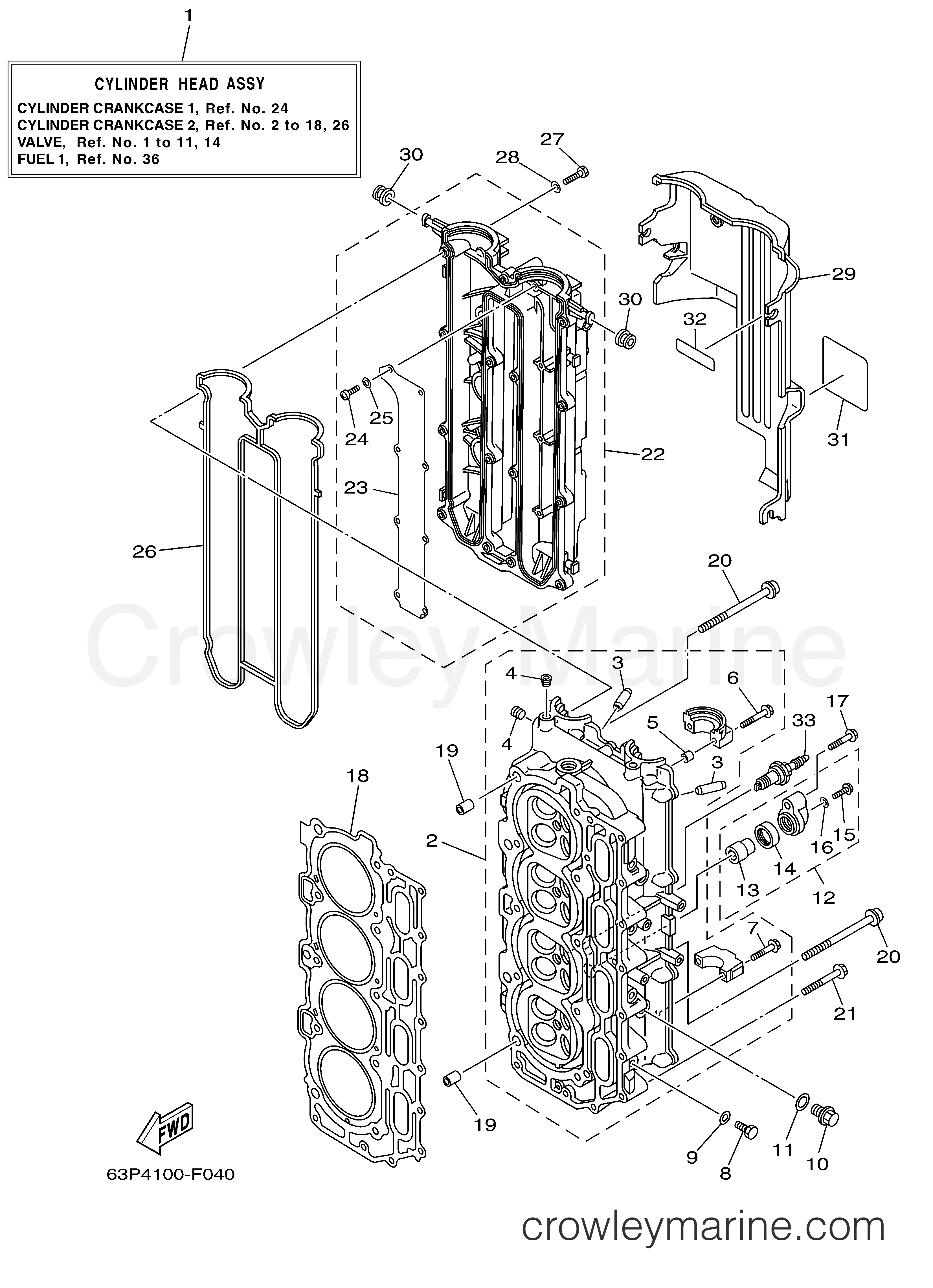 Yamaha Motors F150TLR - CYLINDER CRANKCASE 2