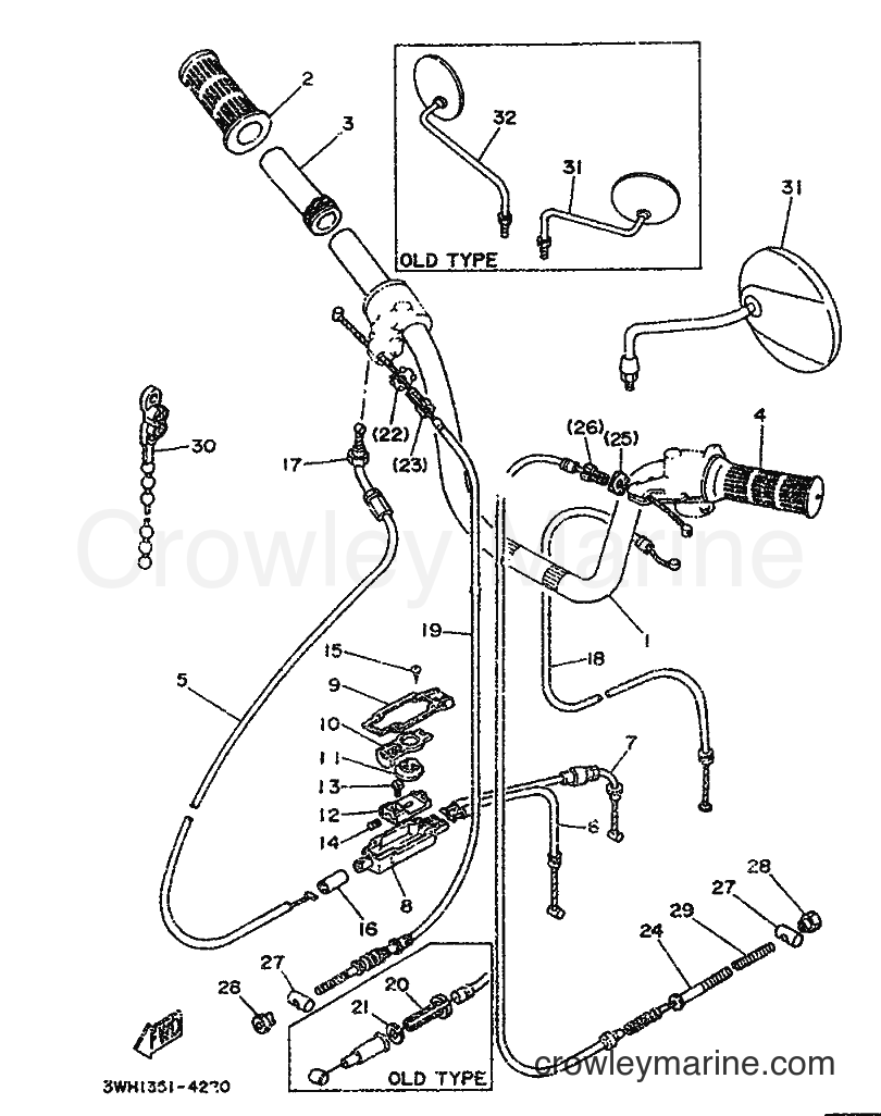 1990 Scooter LB50-2AM - LB50-2AM (3WH1) [999] - STEERING HANDLE & CABLE