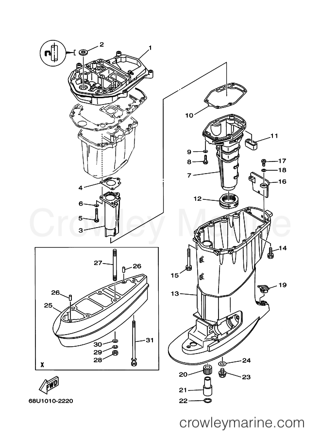 Yamaha Motors FT25B (68U1) [050] - UPPER CASING