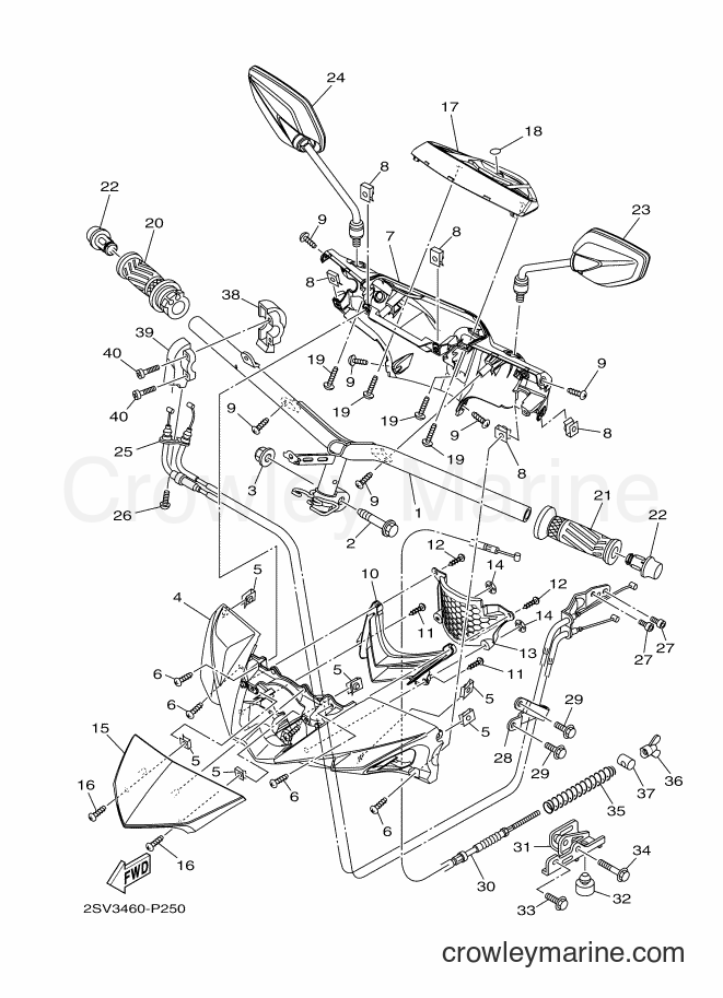 2015 Scooter AL125FX - AL125FX (2SV3) [010] - STEERING HANDLE & CABLE