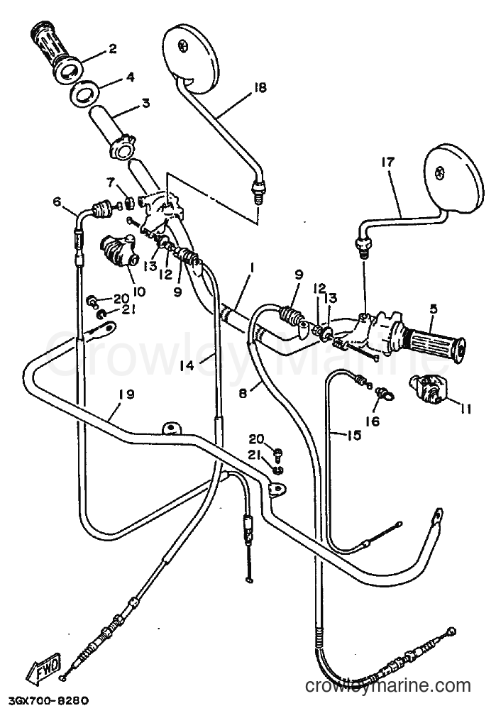 1993 Street Bike AG200E - AG200E (3GX6) [010] - STEERING HANDLE & CABLE