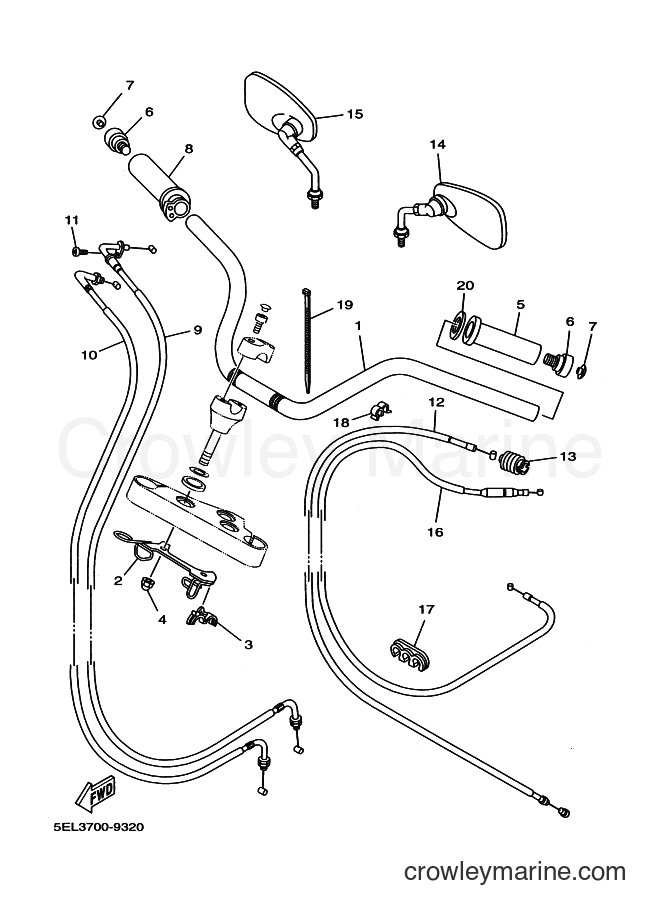 Yamaha Motors XVS1100 (5EL7) [010] - STEERING HANDLE & CABLE