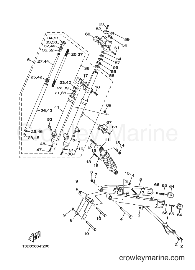 2007 Dirt Bike XT125R - XT125R (13D3) [010] - FRONT & REAR SUSPENSION