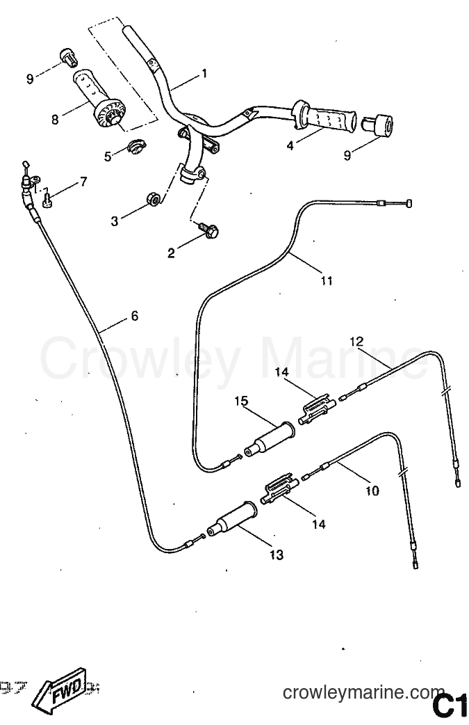 1997 Scooter YQ50 - YQ50 (5BS1) [999] - STEERING HANDLE & CABLE