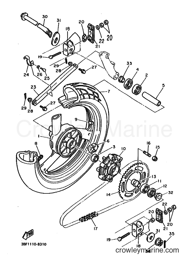 Yamaha Motors FZR400 (3BF4) [010] - REAR WHEEL