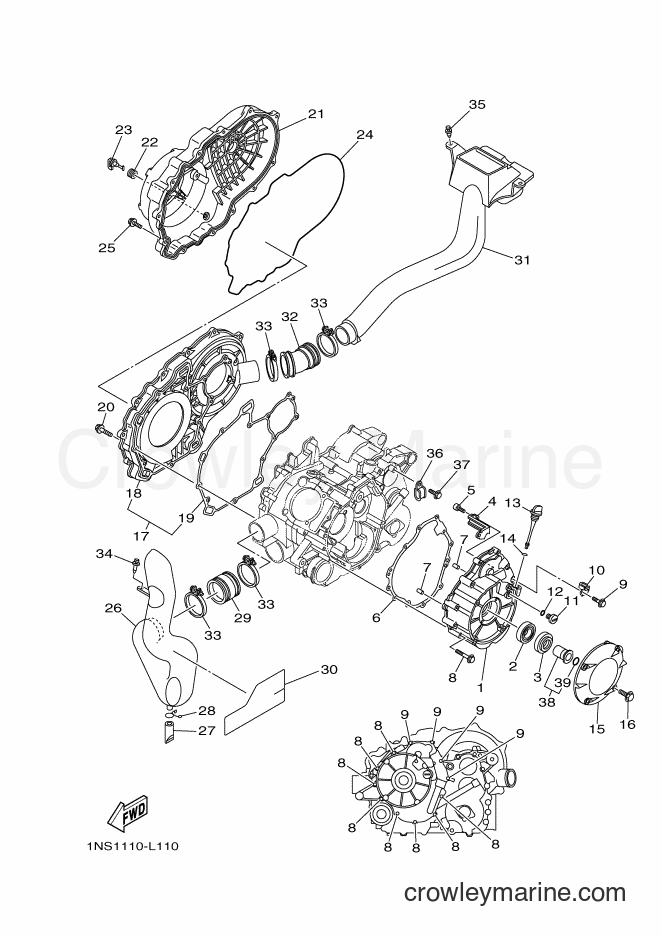 2012 ATV YFM350FWA - YFM350FWA (1NS2) [010] - CRANKCASE COVER 1