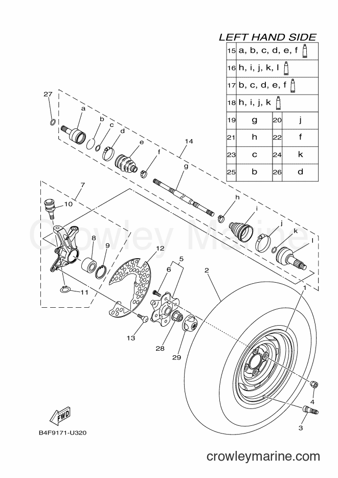 Yamaha Motors YFM700FWAD (B4FA) [010] - FRONT WHEEL