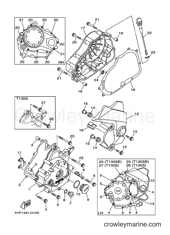 2005 Scooter T135SE - T135SE (5YP1) [010] - CRANKCASE COVER 1