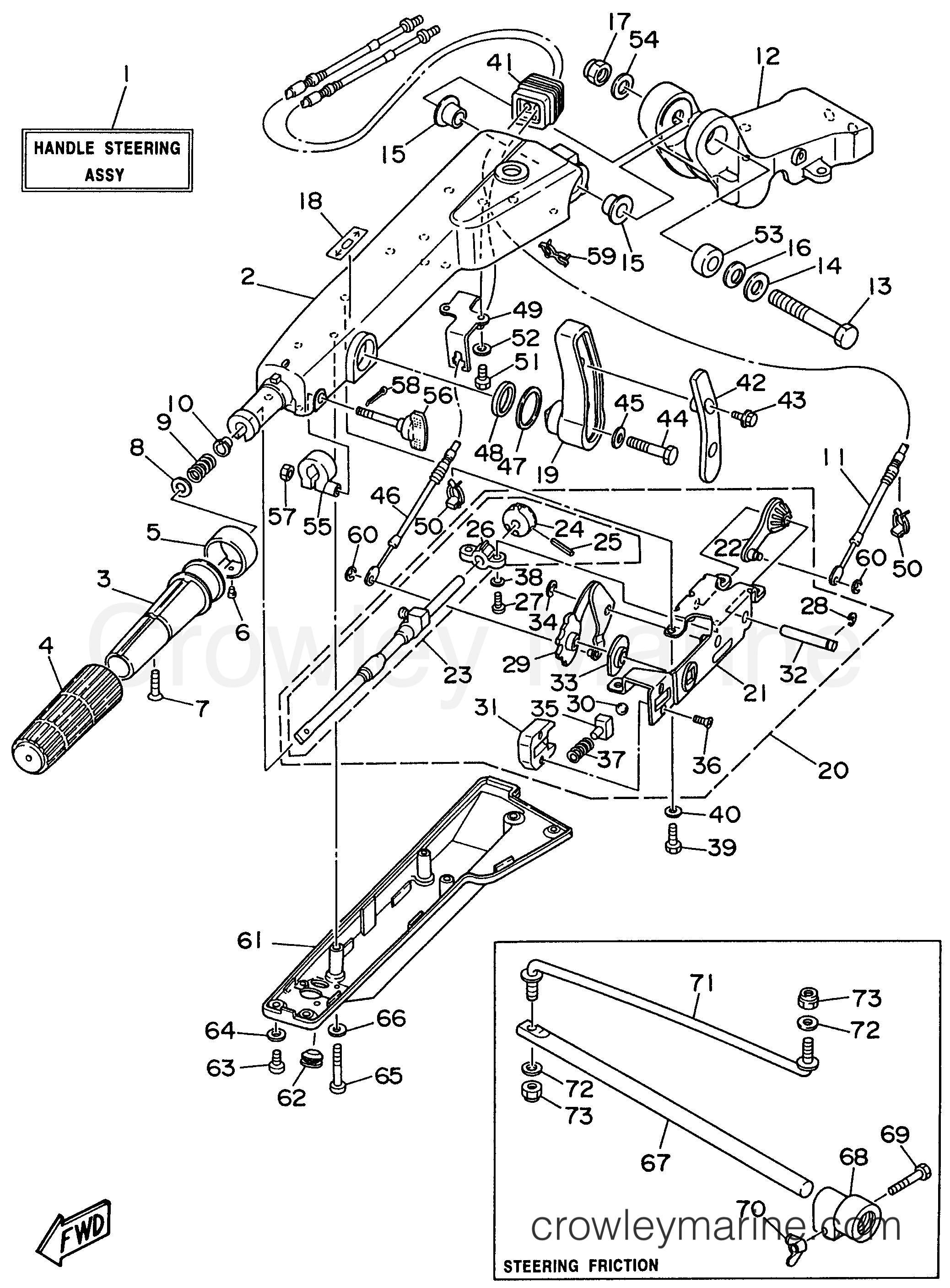 Yamaha Motors P75TLHW - STEERING