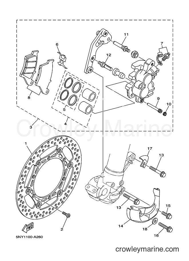 2003 Dirt Bike YZ125 - YZ125 (5UN2) [030] - FRONT BRAKE CALIPER