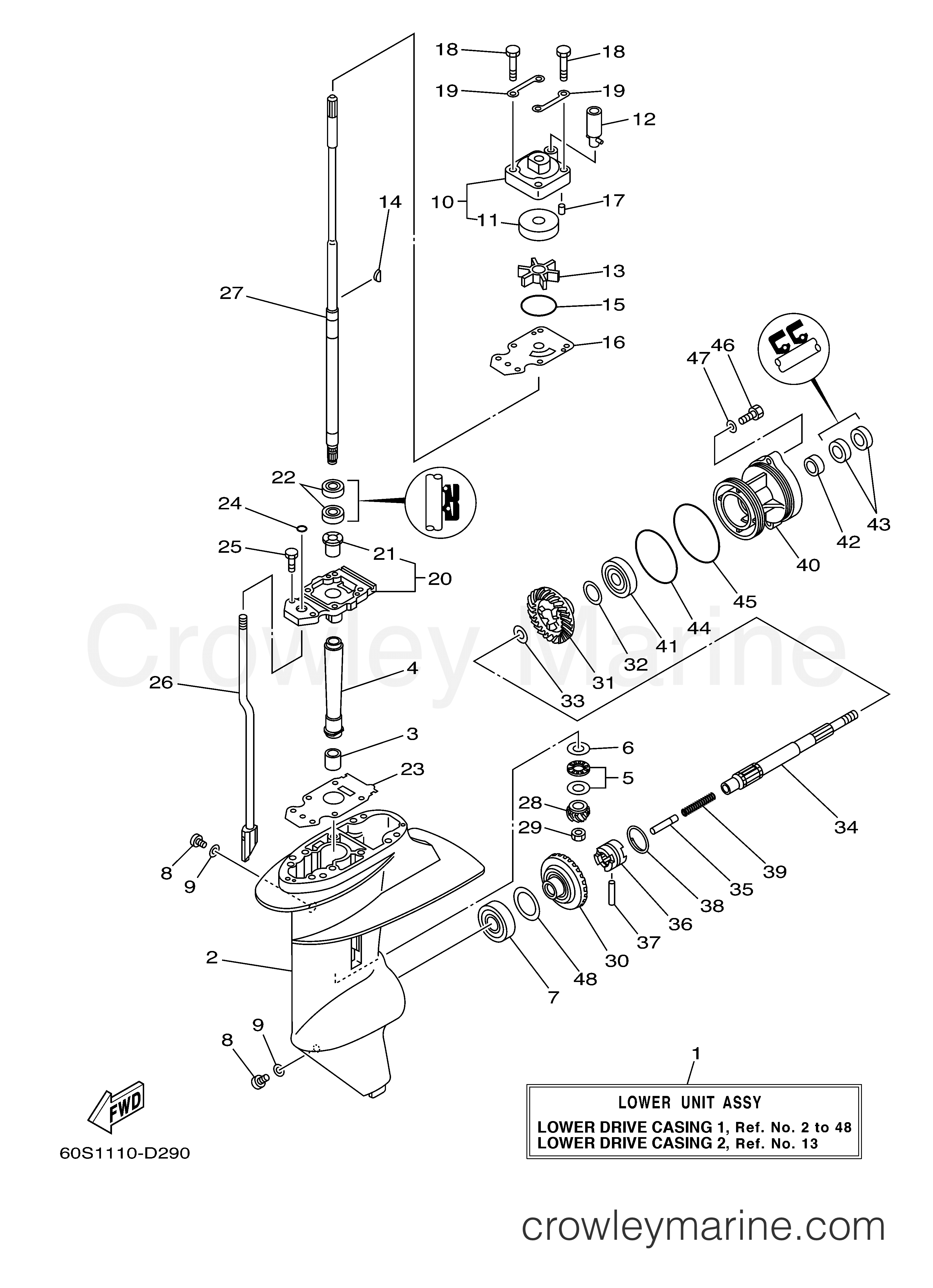 Yamaha Motors T8ELH - LOWER CASING DRIVE 1