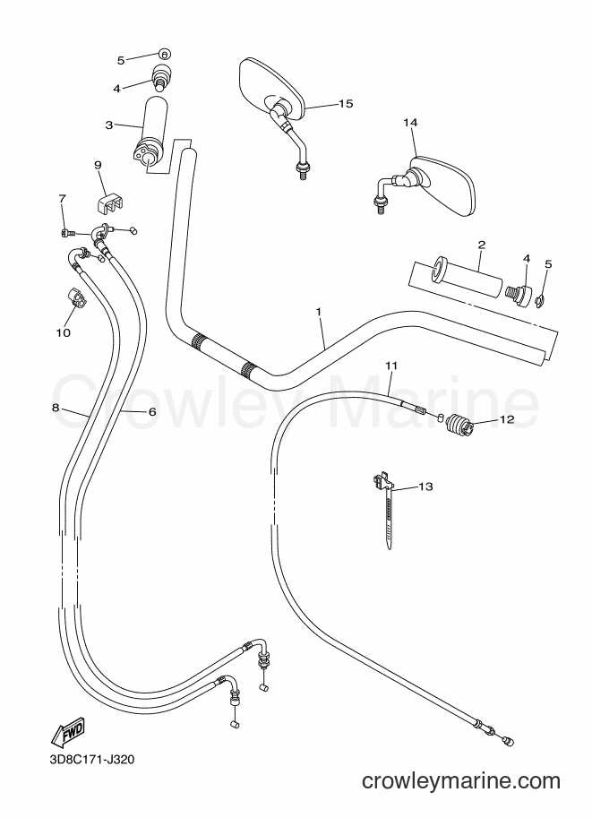 Yamaha Motors XVS1300CT (BH93) [020] - STEERING HANDLE & CABLE