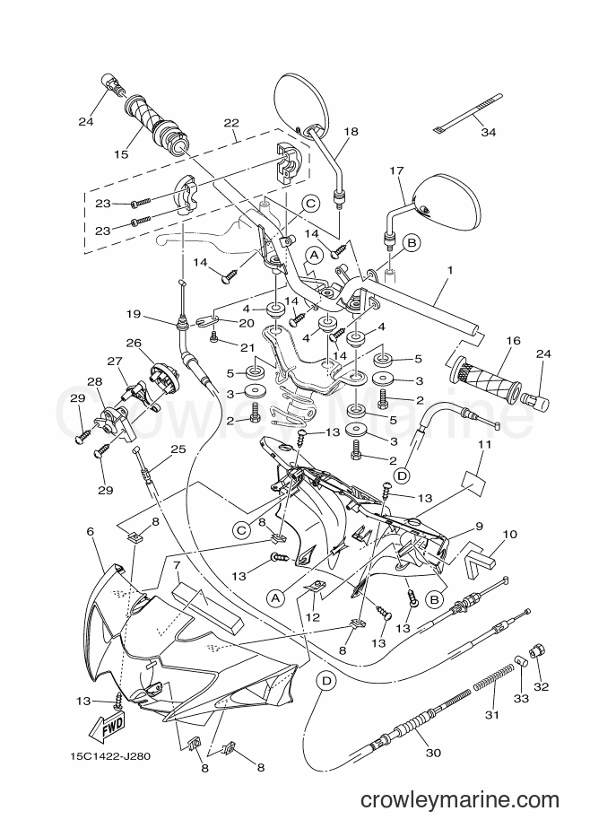 Yamaha Motors TK115C (15C2) [010] - STEERING HANDLE & CABLE