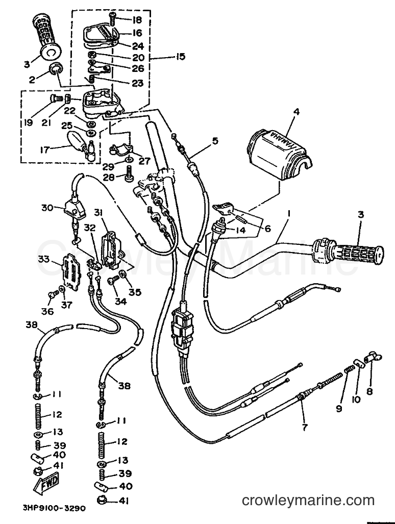 1993 ATV YFM350ER - YFM350ER (3HP8) [010] - STEERING HANDLE & CABLE