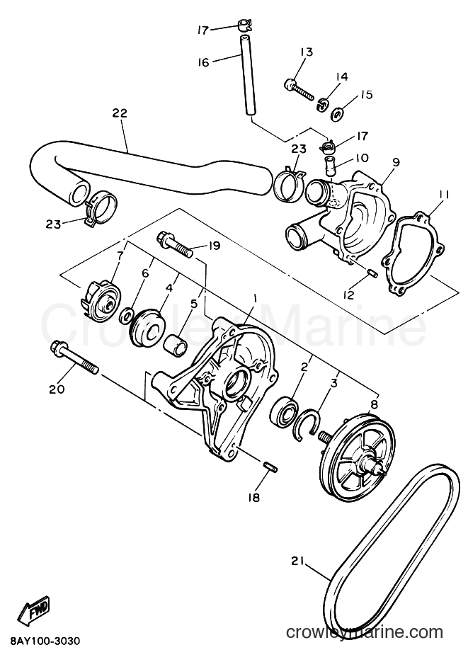 1993 Snowmobile EX570SX - EX570SX (8AY1) [020] - WATER PUMP