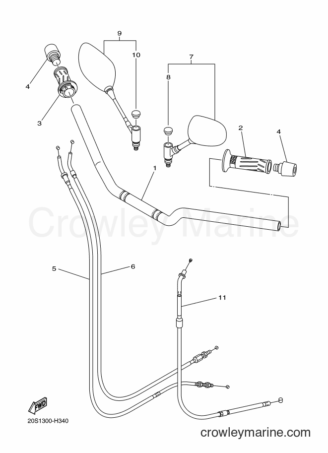 2009 Street Bike XJ6N - XJ6N (20S2) [050] - STEERING HANDLE & CABLE
