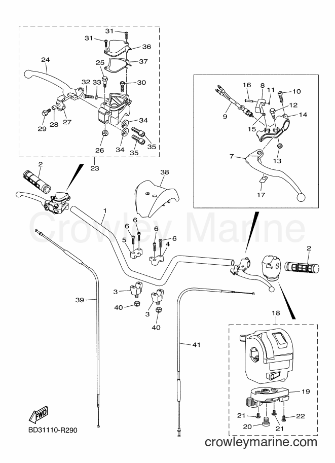 Yamaha Motors YFM90R (BD33) [010] - STEERING HANDLE & CABLE
