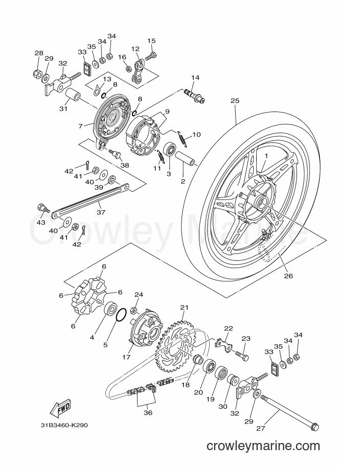 2012 Scooter T115SEC - T115SEC (31B6) [010] - REAR WHEEL FOR CAST WHEEL