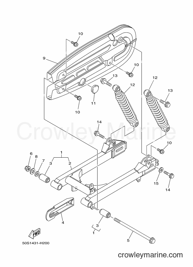 2012 Scooter T110LS - T110LS (50S5) [010] - REAR ARM & SUSPENSION