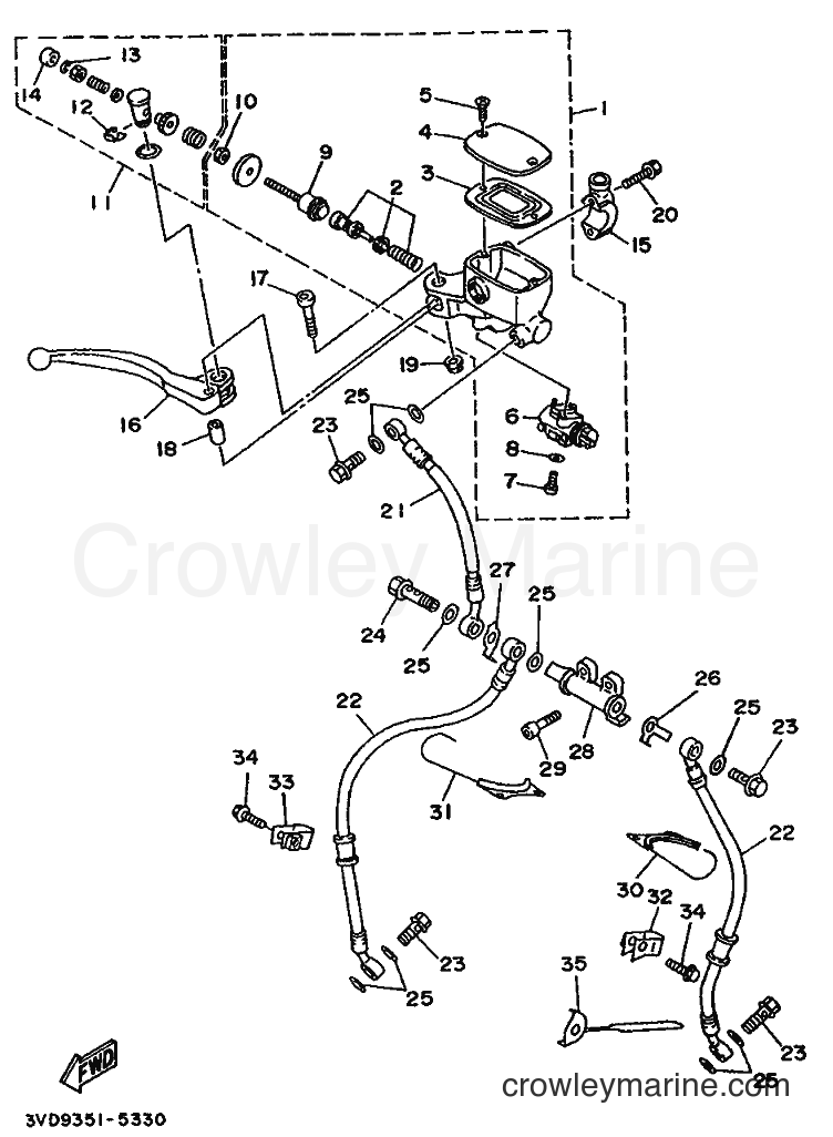 1995 Street Bike TDM850 - TDM850 (3VD9) [999] - FRONT MASTER CYLINDER