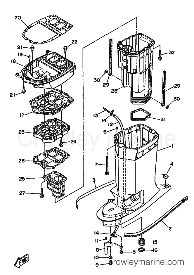Yamaha Motors 250ETD (61A) [999] - UPPER CASING