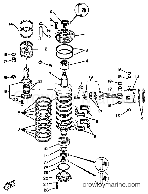 Yamaha Motors 200ETLN - CRANK PISTON