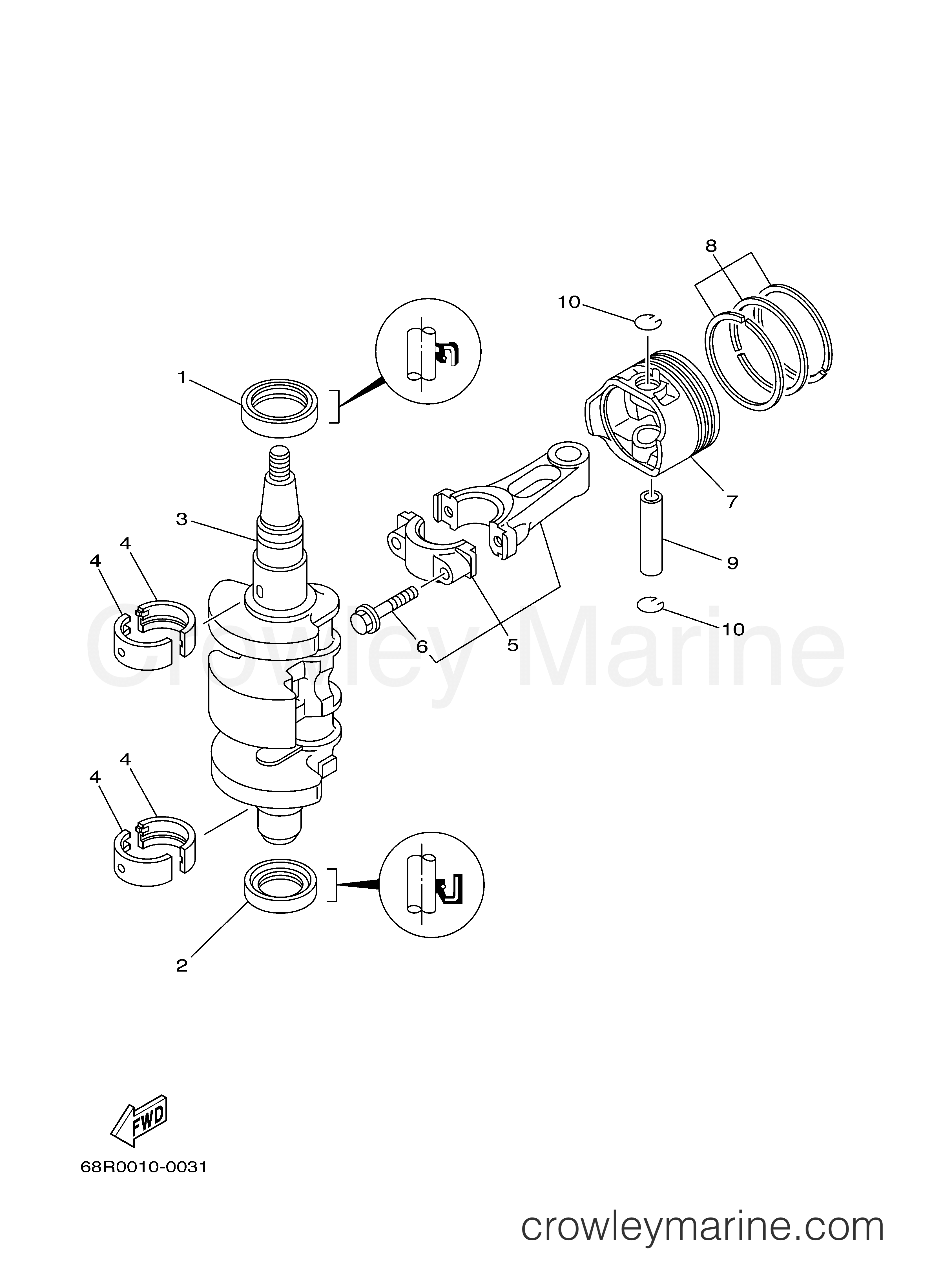 Yamaha Motors T8PXRB - CRANKSHAFT PISTON