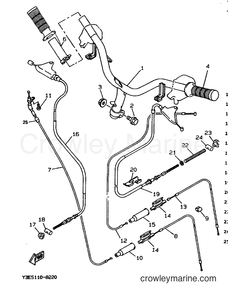 1992 Scooter CW50 - CW50 (3WV2) [999] - STEERING HANDLE & CABLE