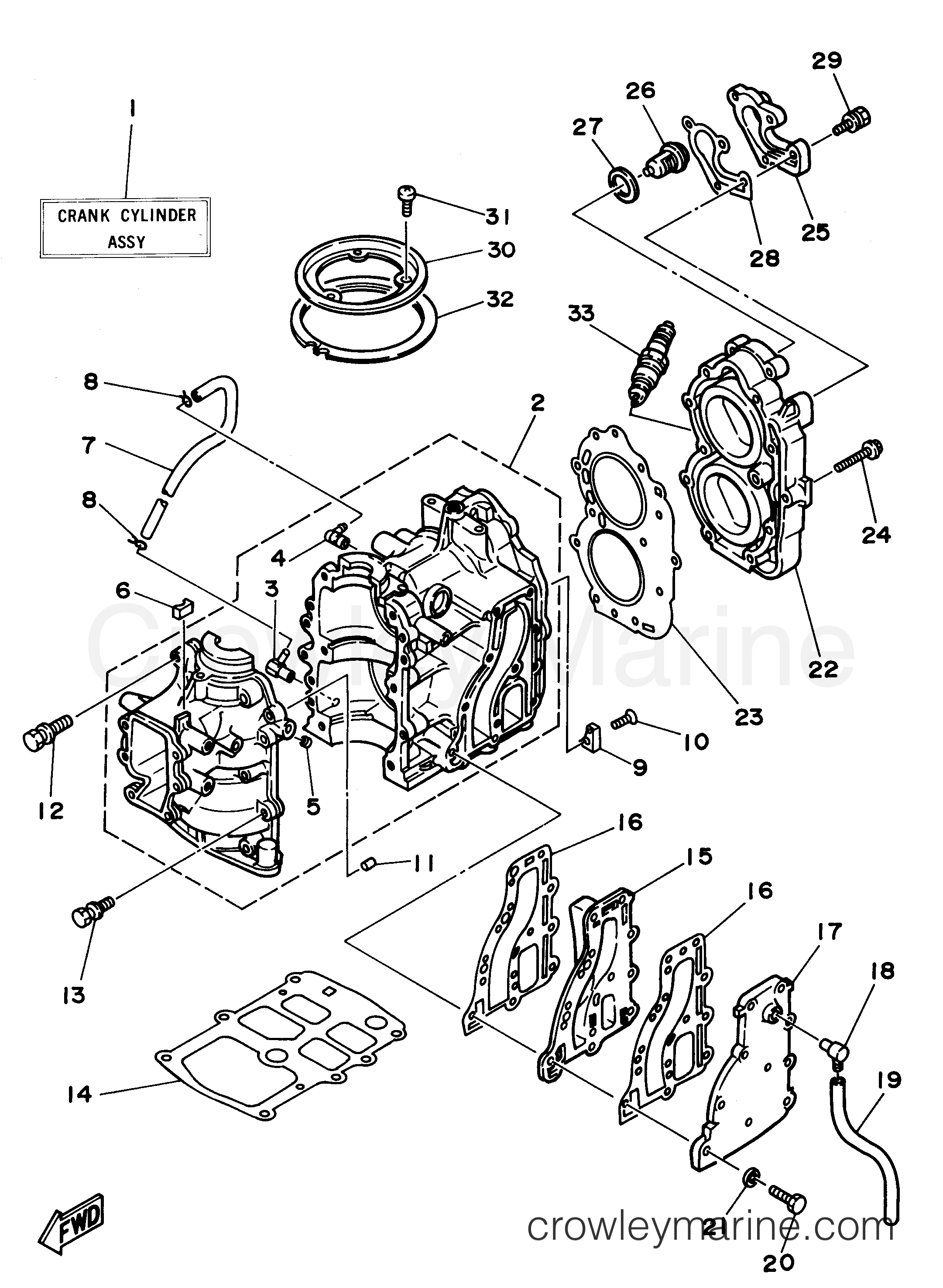 CYLINDER CRANKCASE 1995 Yamaha Outboard 15hp 15MSHT Crowley Marine