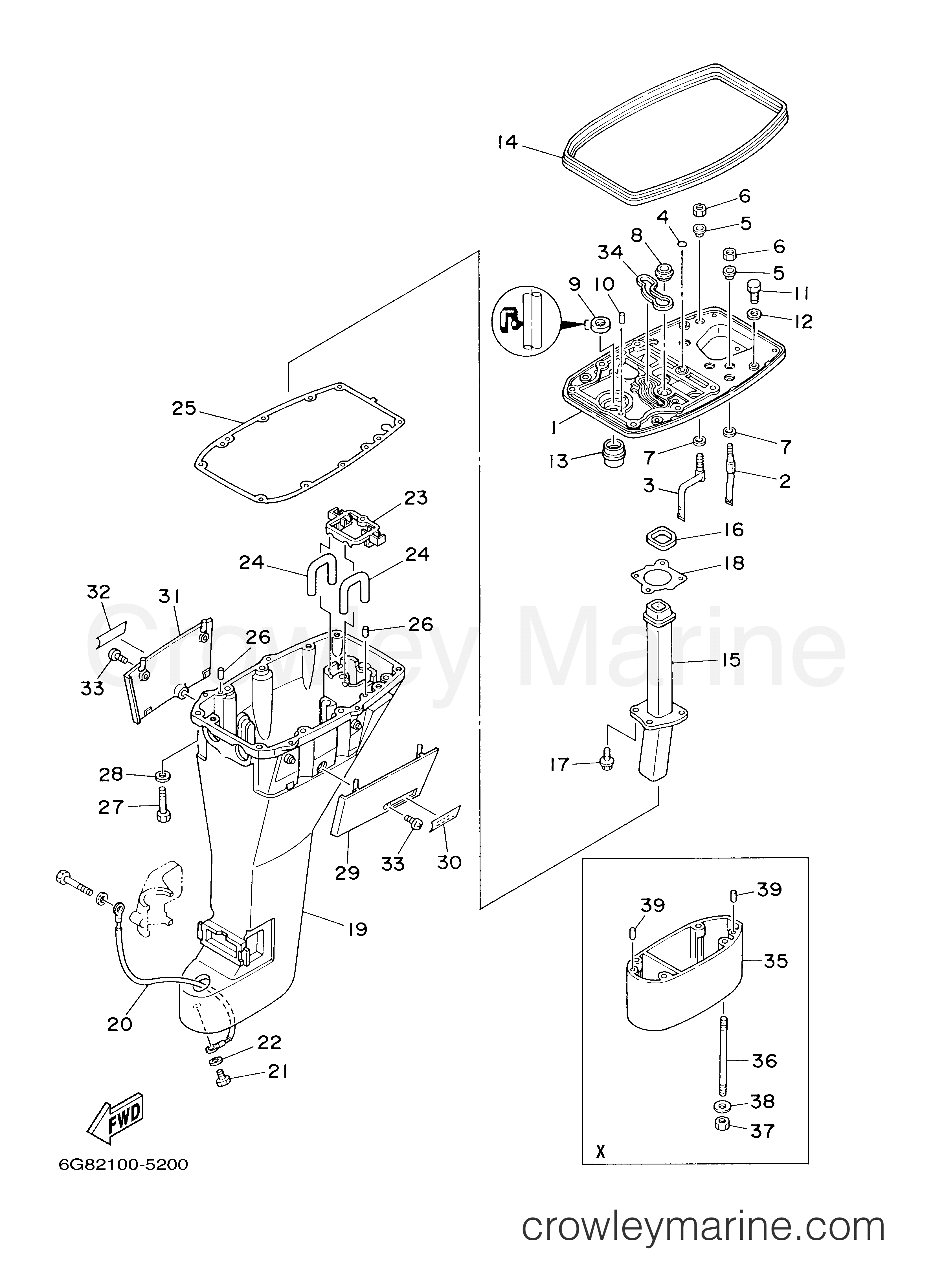 Yamaha Motors T9.9EXHC - UPPER CASING