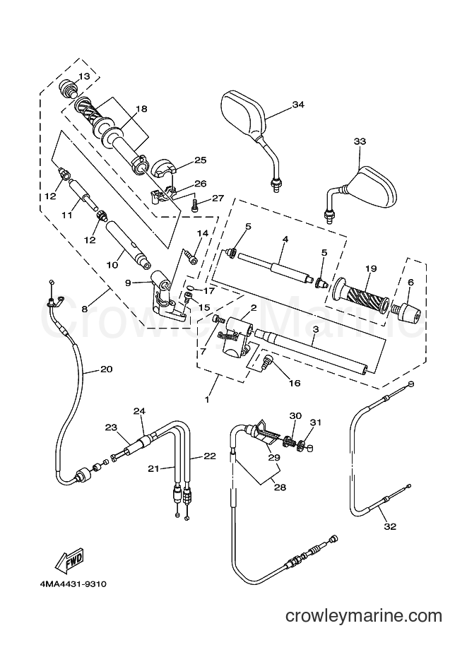 2000 Street Bike V120JR-S - V120JR-S (4MA5) [010] - STEERING HANDLE & CABLE