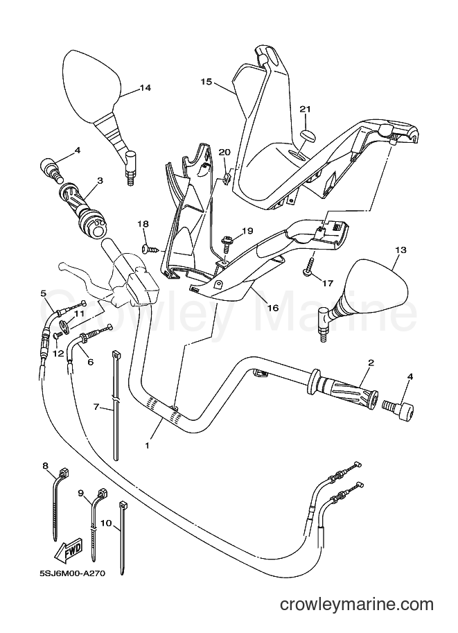 Yamaha Motors YP250 (5SJA) [010] - STEERING HANDLE & CABLE
