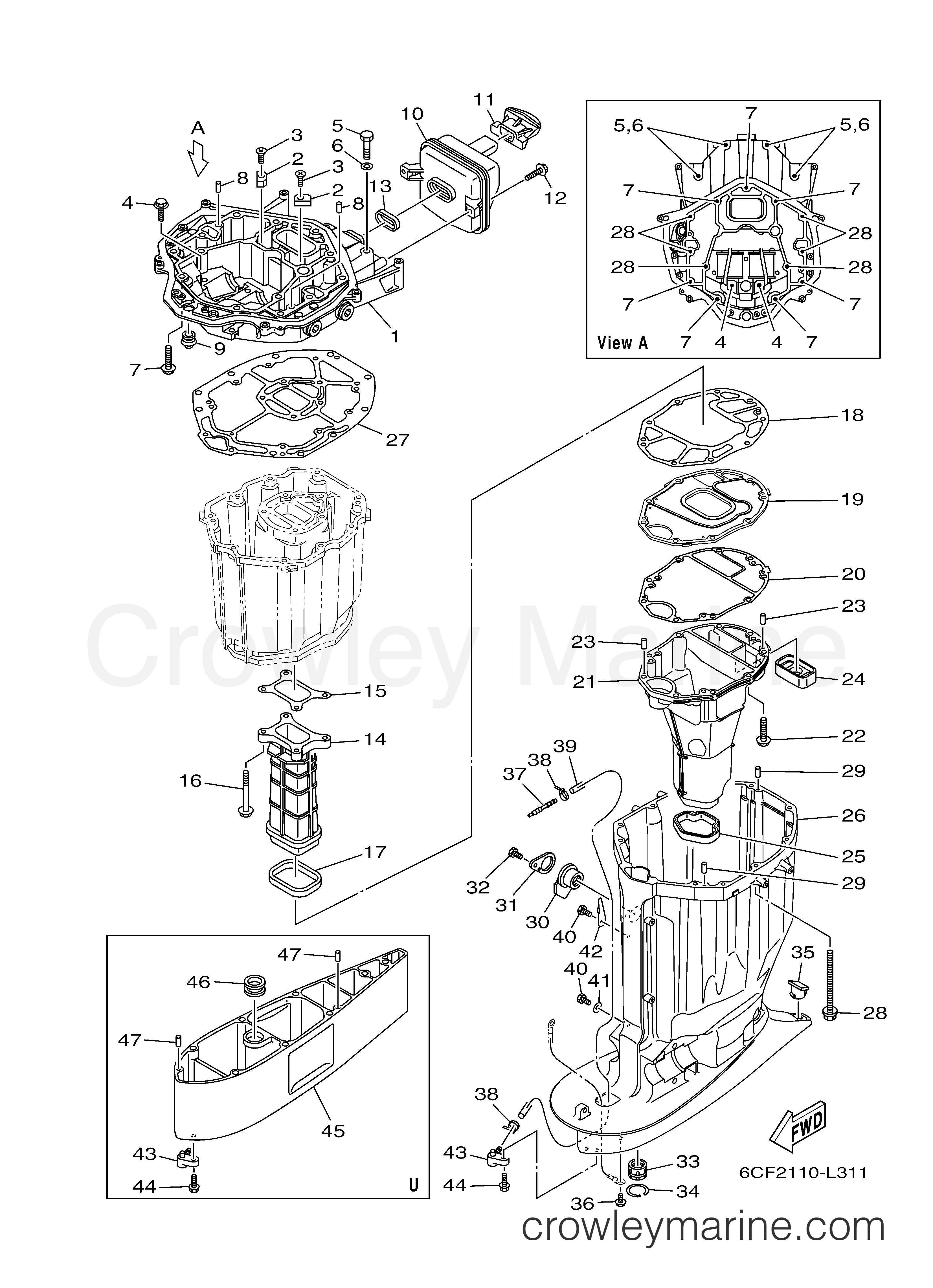 Yamaha Motors LF300UCA - UPPER CASING