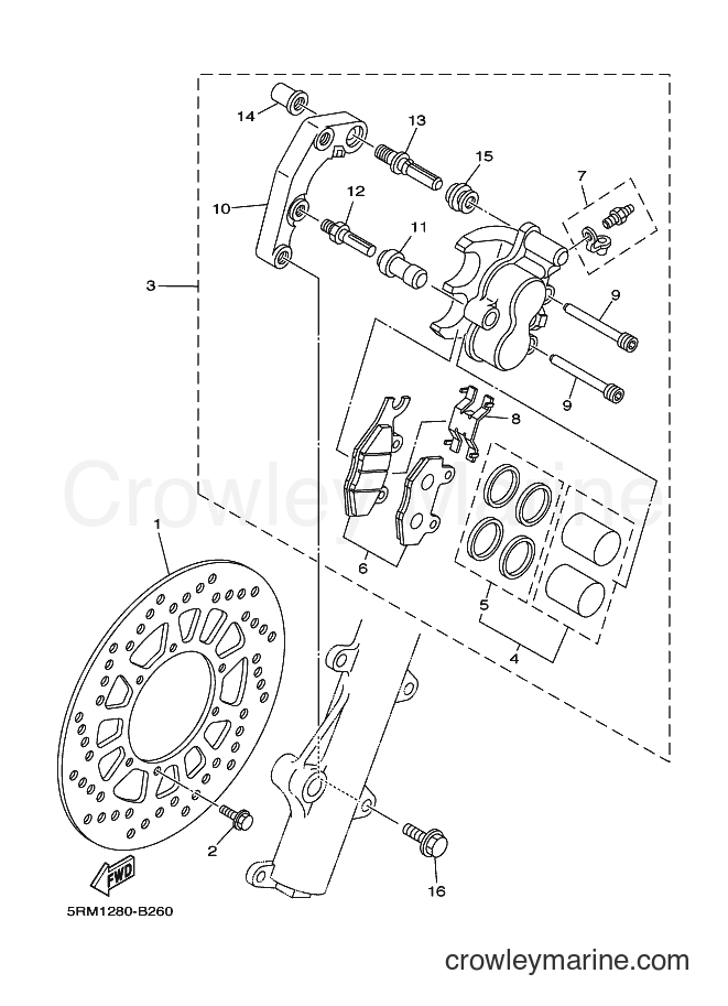 2004 Dirt Bike XTZ125E - XTZ125E (5YM3) [010] - FRONT BRAKE CALIPER