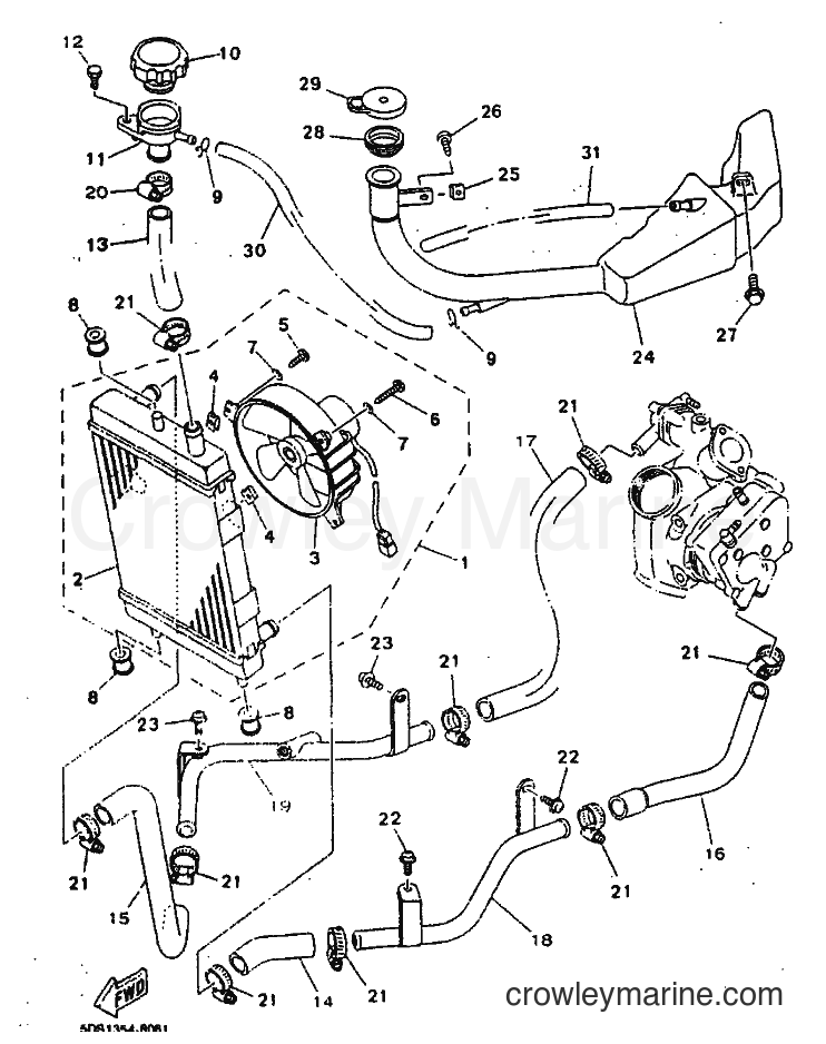 1999 Scooter YP125E - YP125E (5DS5) [010] - RADIATOR
