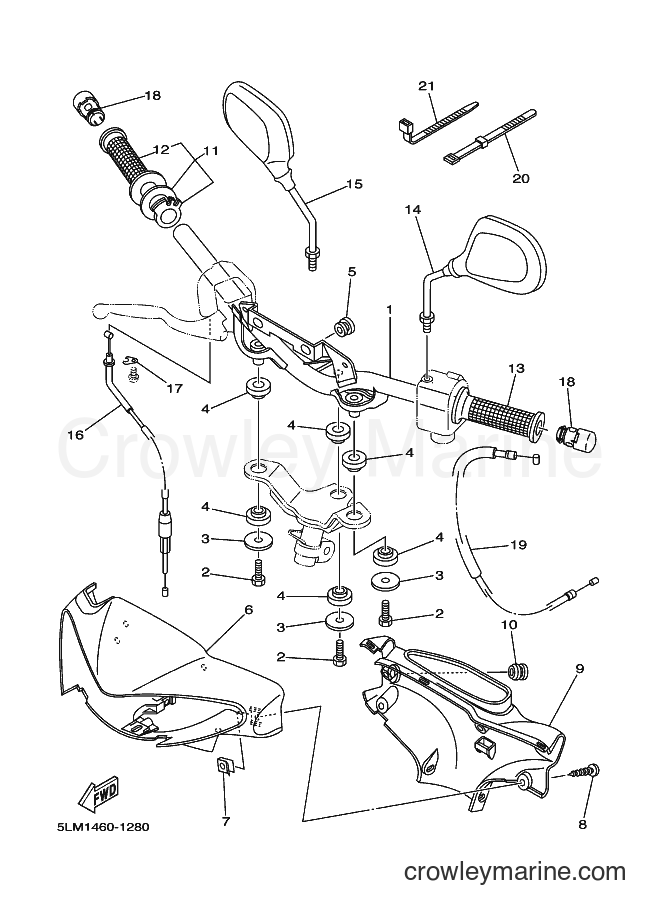 Yamaha Motors T105SE (5LM1) [010] - STEERING HANDLE & CABLE