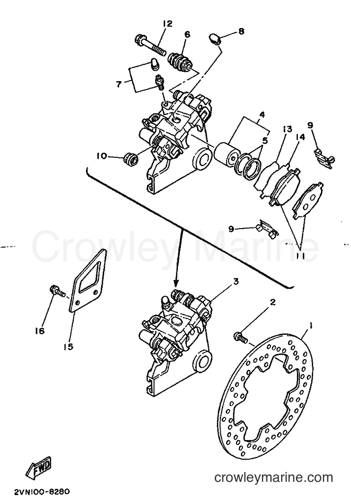 Yamaha Motors YZ250 (2VM0) [010] - REAR BRAKE CALIPER